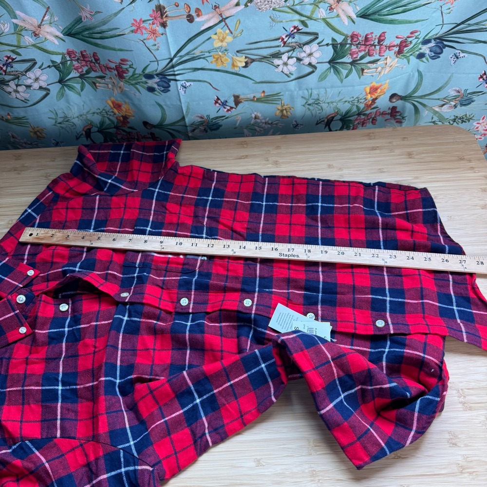 Club Room Mens Flannel Plaid Button Down Shirt Red Navy Blue Small 100189992MN - Picture 9 of 14